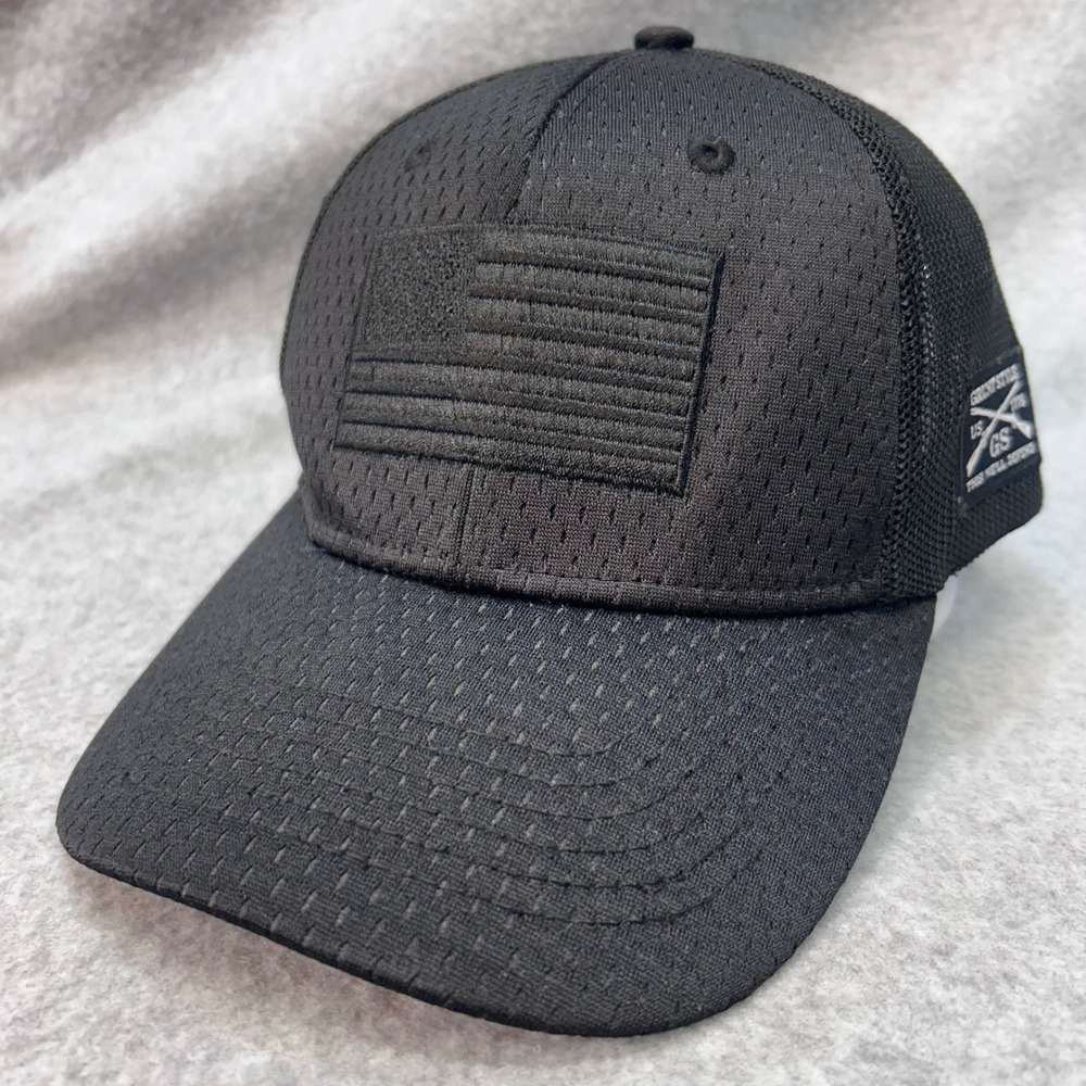 Grunt Style Blacked Out USA Flag Mens Black Trucker Hat Mesh Tactical OSFM